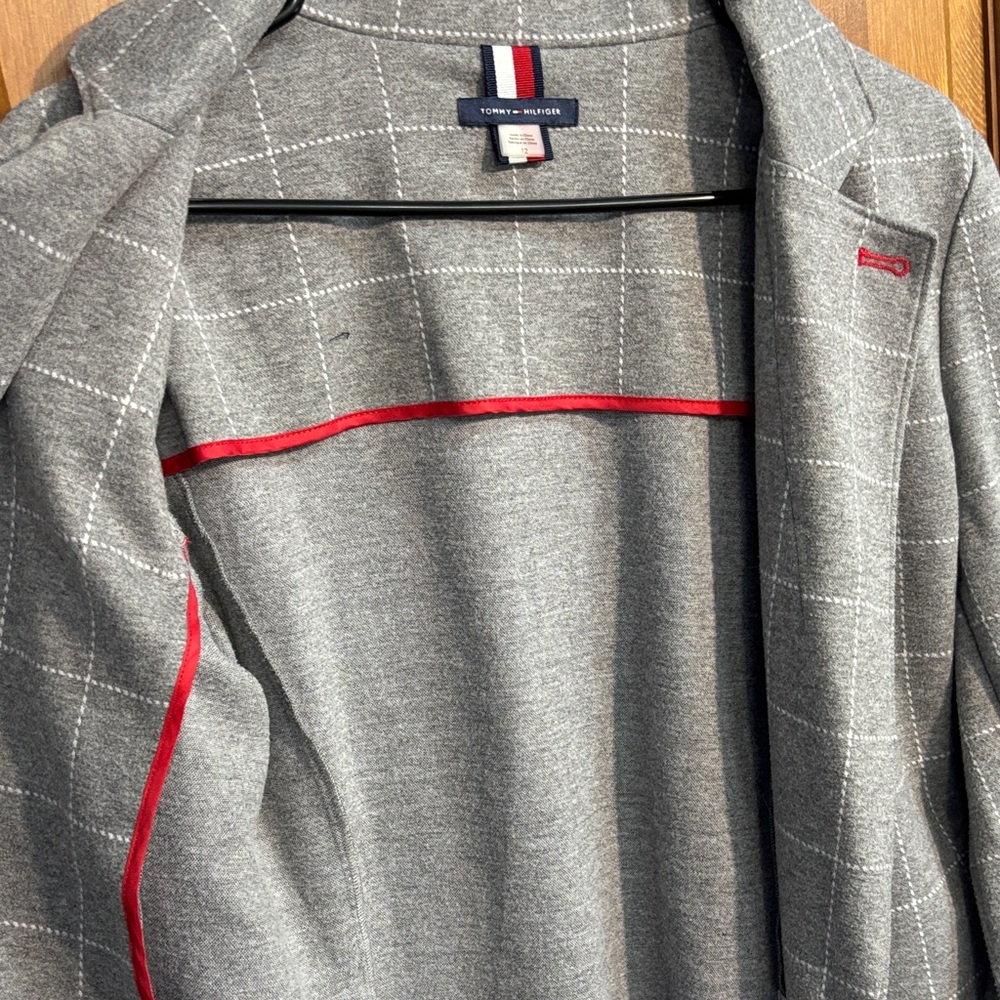Tommy Hilfiger Gray Plaid Blazer Women’s Size 12 Preppy Scandi Girl Career EUC - Picture 9 of 9